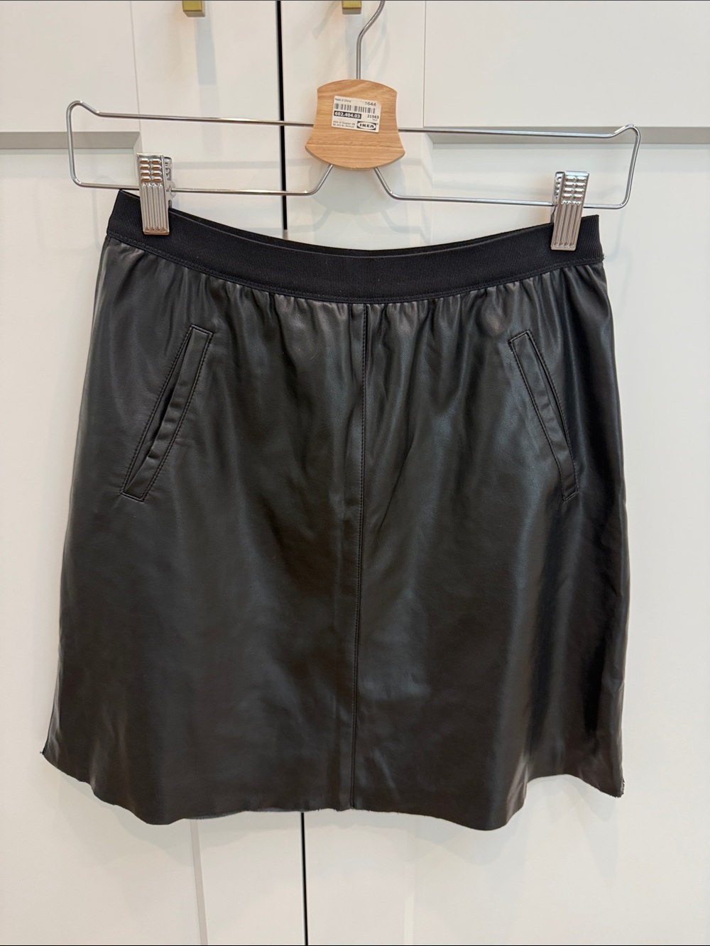 Marc Cain Black Faux-Leather A-Line Mini Skirt